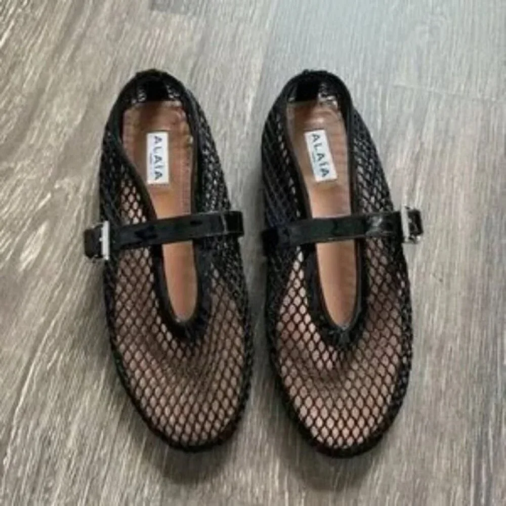 Alaia Fishnet Ballerina Flats - Picture 2 of 8